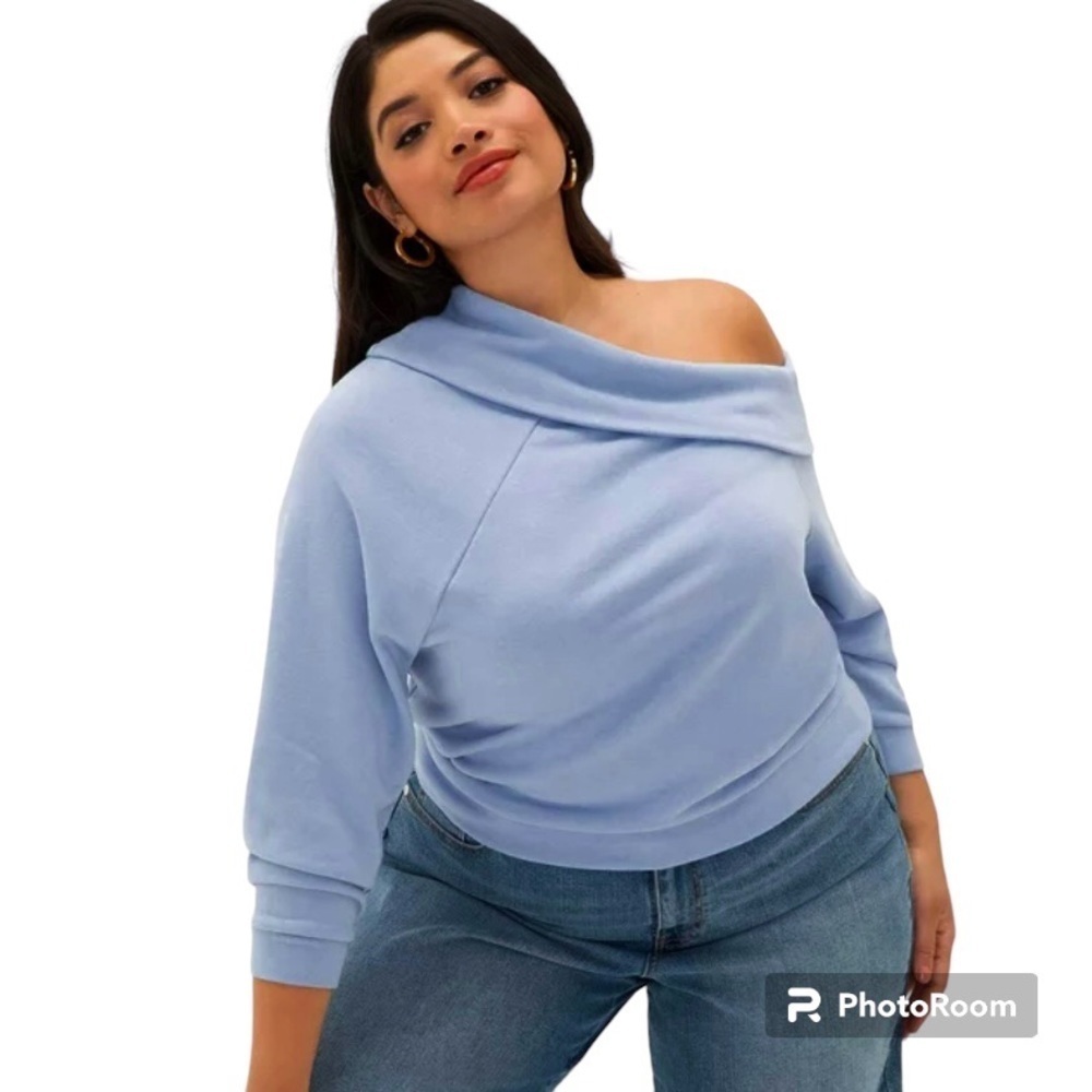 Eloquii Elements Purple Lavendar One Shoulder Knit Slouchy Top 18/20 Chic